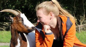 Foto von Teilnehmerin mit Ziegenbock
